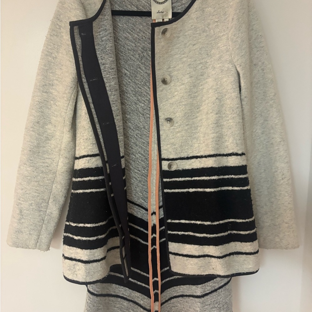 ANTHROPOLOGIE X ELEVENSES Ardsley Wool Blend Jacket in Gray/Black Size XS - Picture 4 of 5